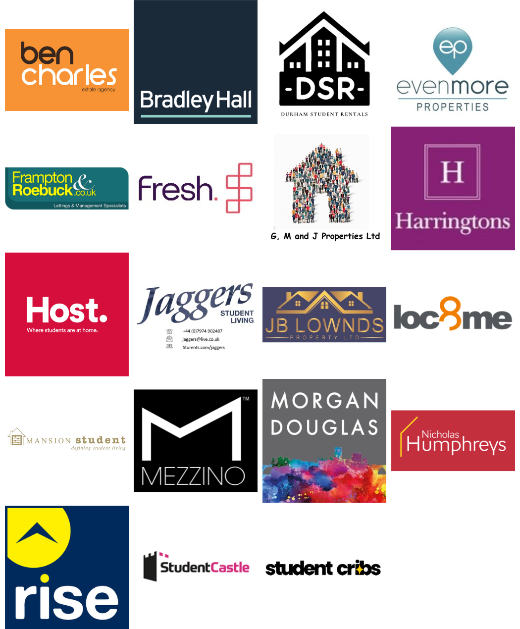 A collage of the logos of all of the estate agents and student housing providers who have signed on to the Student Lettings Code of Practice