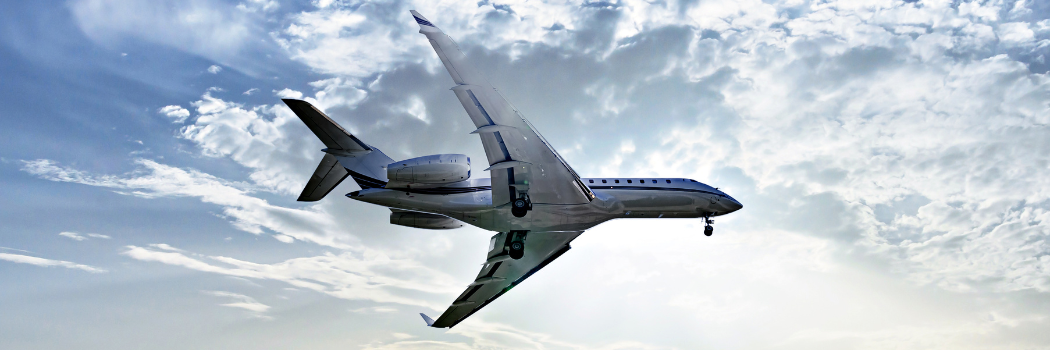 Private jet in the sky