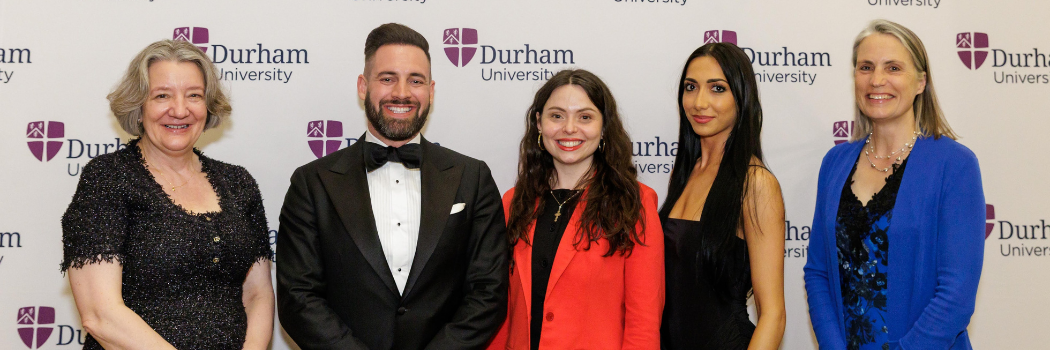 Head and shoulders of Vice-Chancellor, David Spence, Sophia Smith-Galer, Sabina Rahman, Chancellor