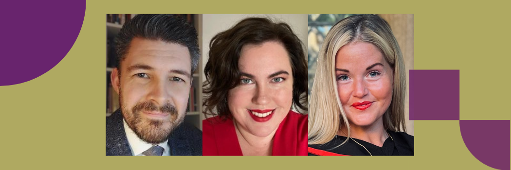 Banner with head shots of Matthew Mills, Kate Morrey, Sophie Holland