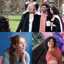 Images of three graduates at Congregation, alumni Alice Oseman and Jennifer Leigh