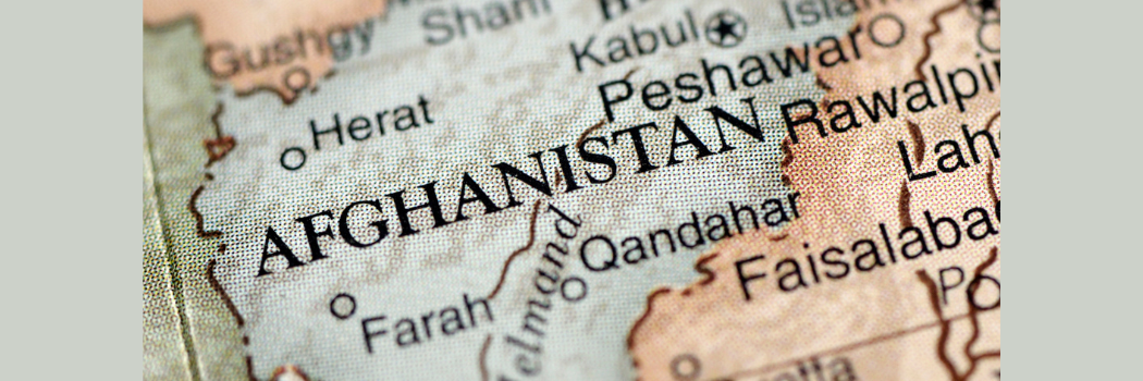 A close up of a map showing the country of Afghanistan