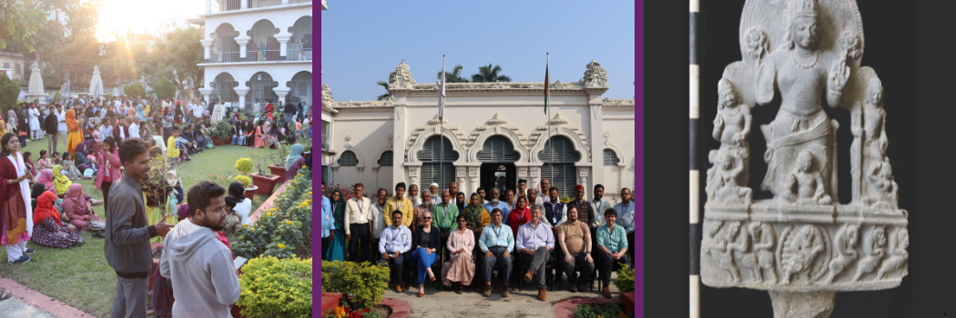Group photograph of a team from Durham University Department of Archaeology and the Varendra Research Museum in Bangladesh, taken outside the museum