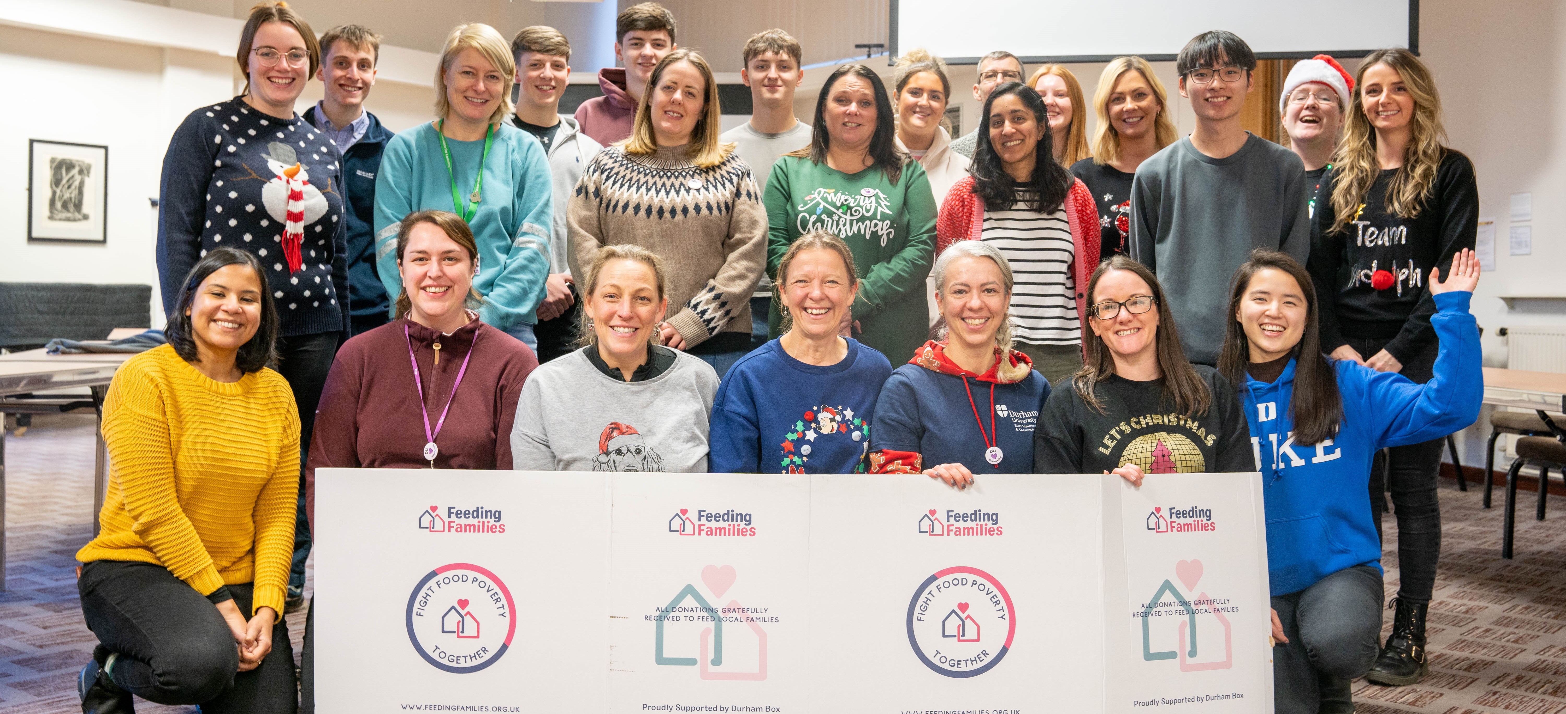 Durham University volunteers Christmas 2024, with Festive food drive, donations