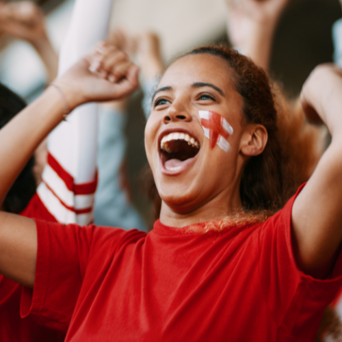 Football fan cheering