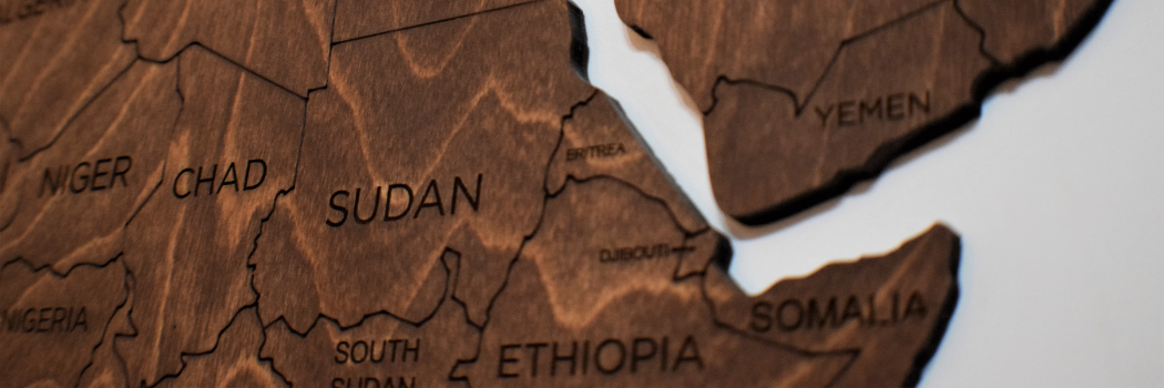 Brown wooden map featuring libya, egypt, sudan, ethiopia, somalia, saudi arabia