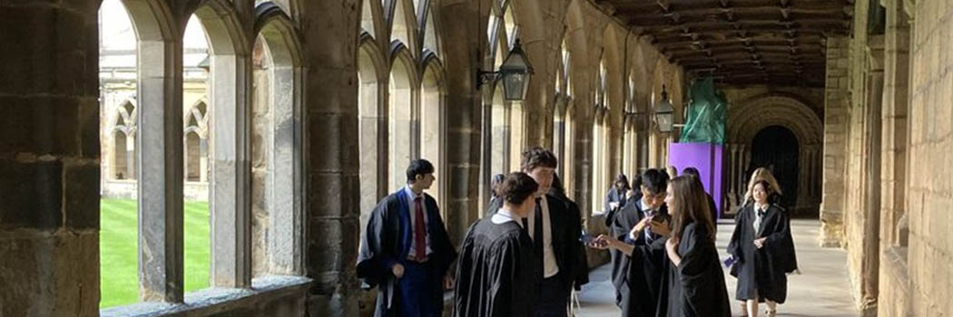 Students in the Cathedral cloisters