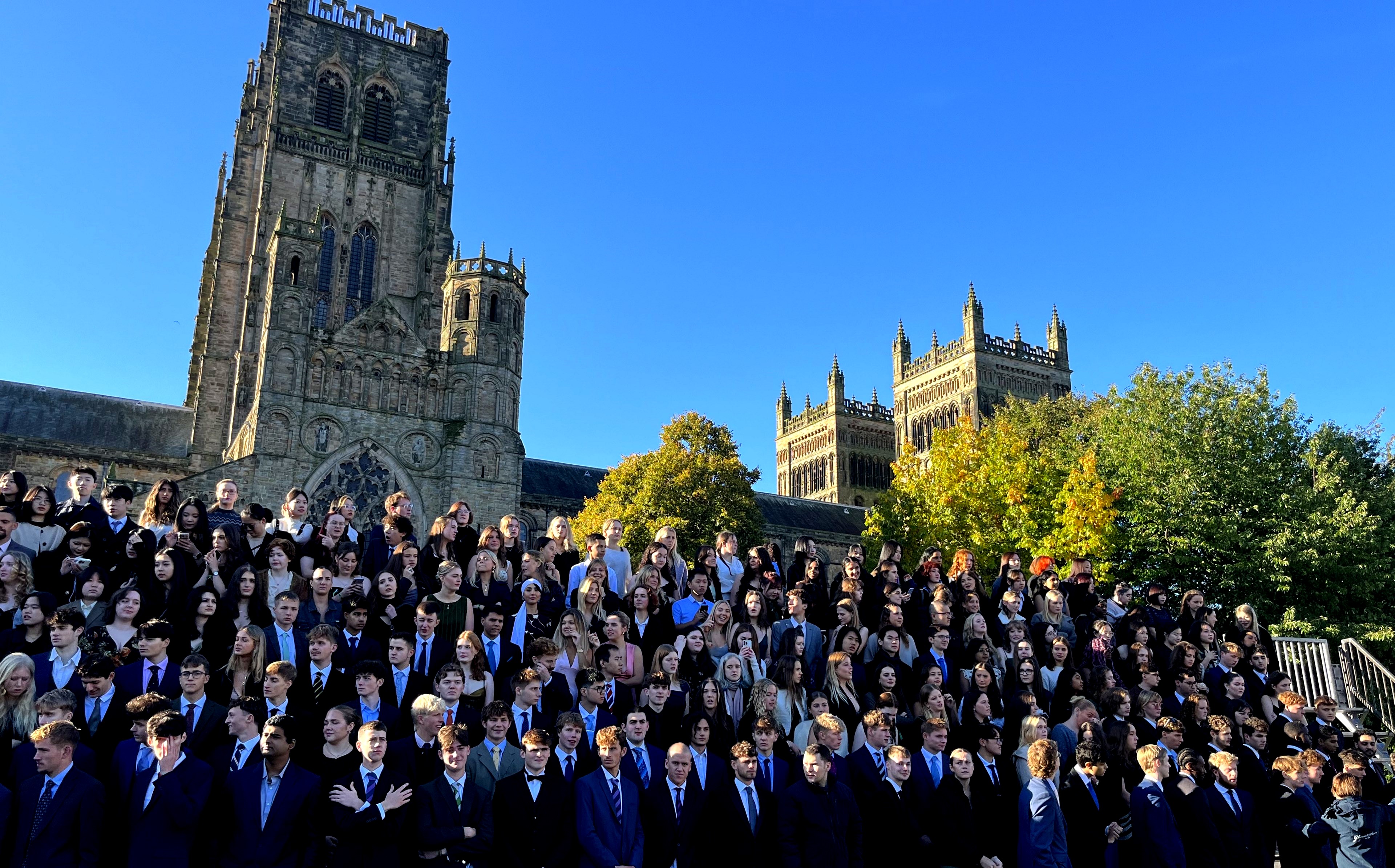 Students in front of Durham Cathedral