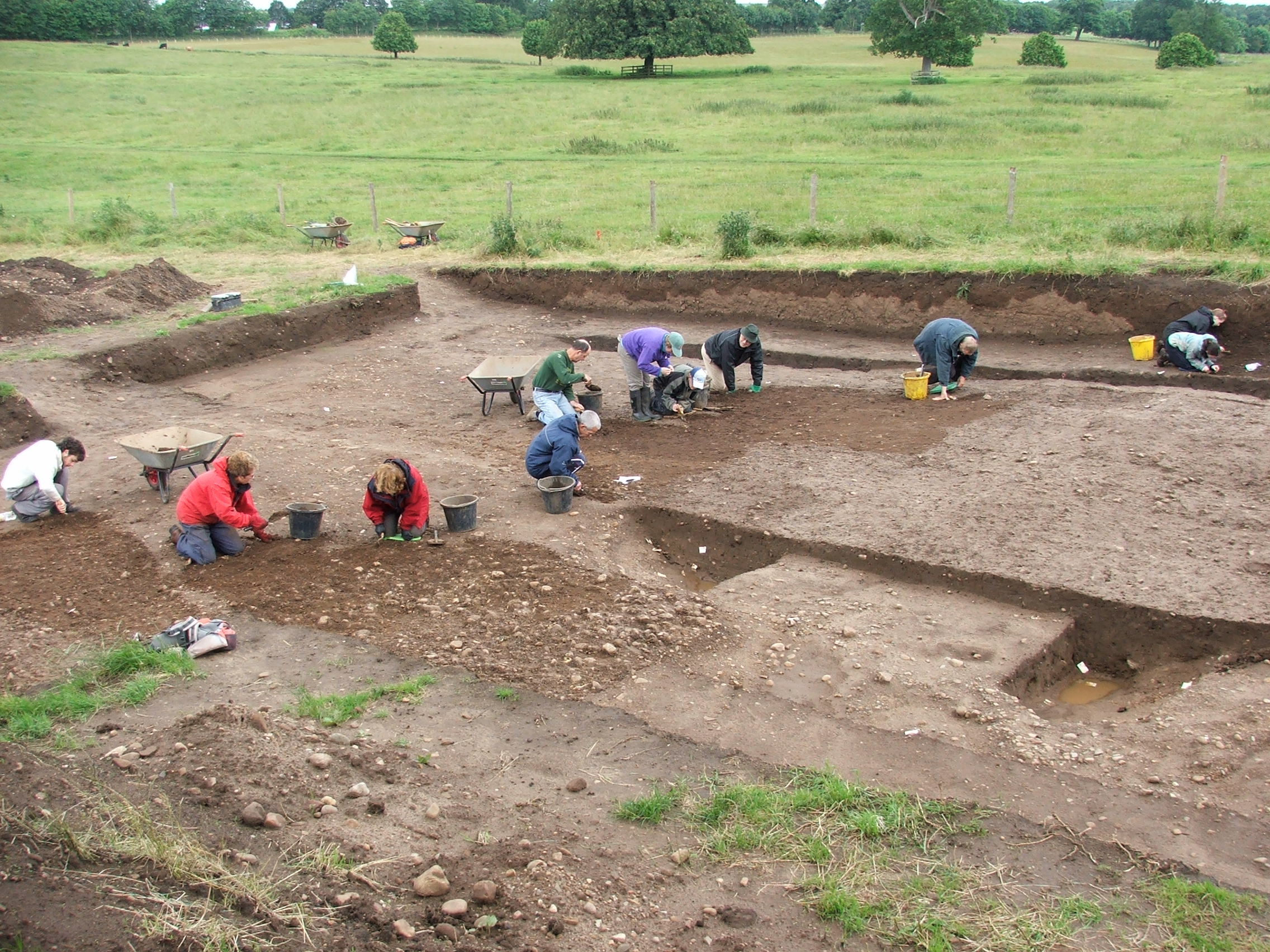 A group of volunteers undertaking excavations at East Park in Sedgefield.