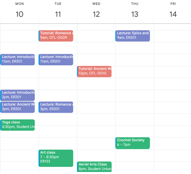 A timetable