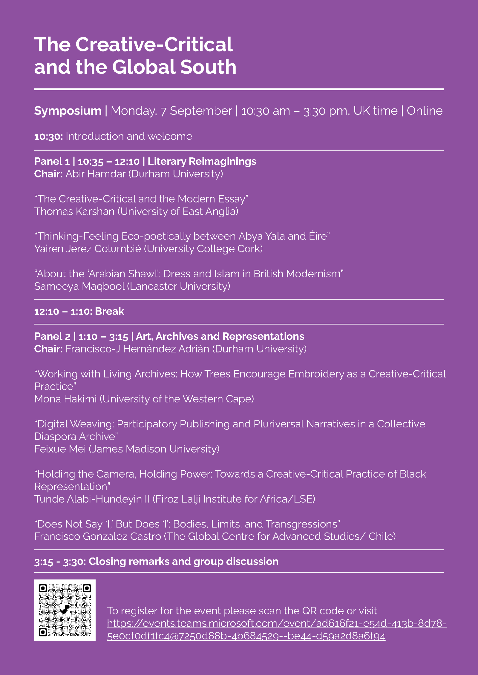 The Creative-Critical and the Global South Programme