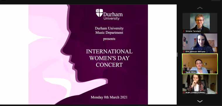 Staff and students participating in virtual International Women's Day concert