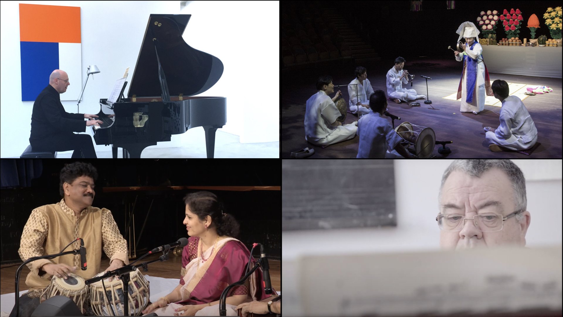 Four images showing musical performances