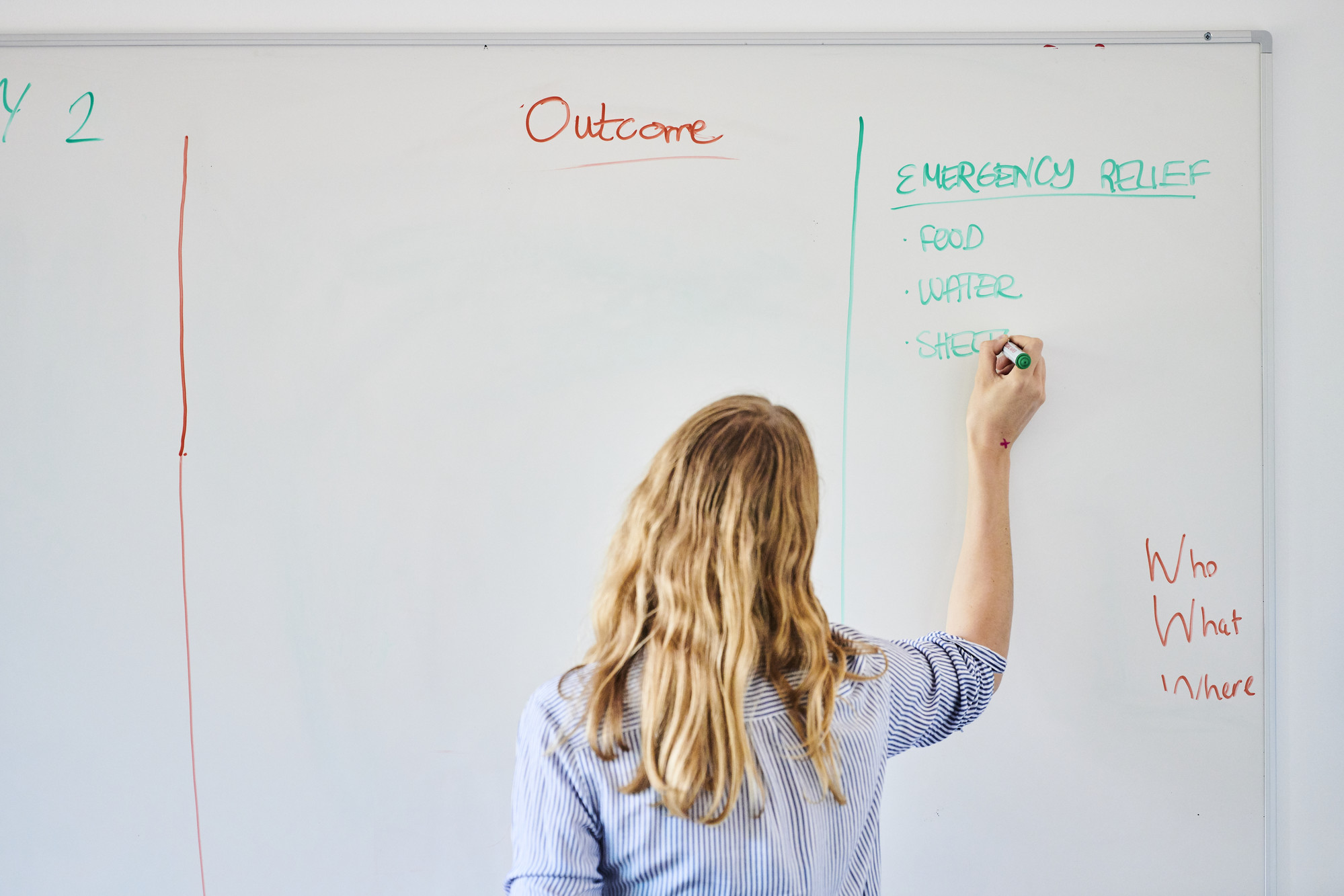 Tutor writing on a whiteboard