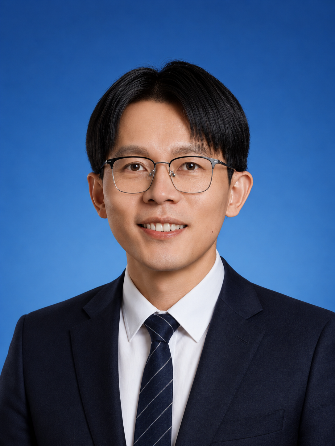Professor Chunxiao Li poses against a blue background
