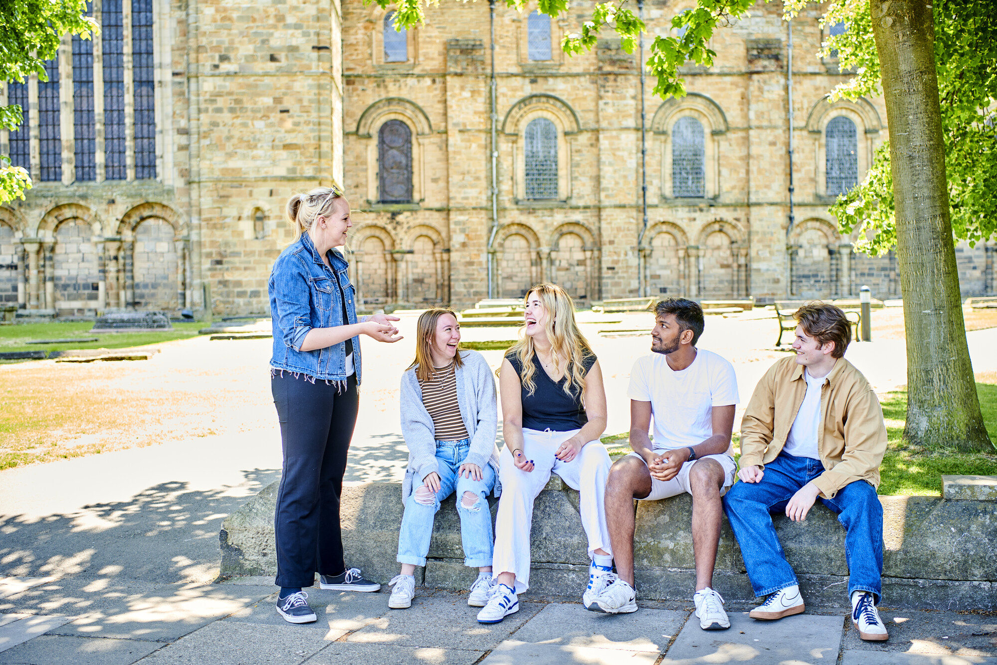 International students in front of cathedral