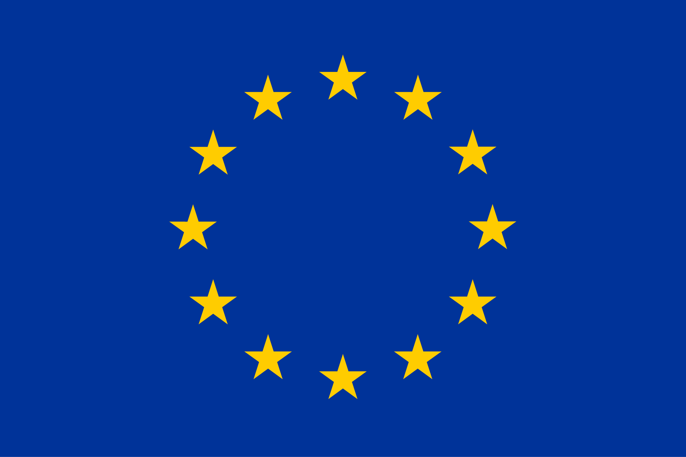 European Flag with yellow stars on a blue background