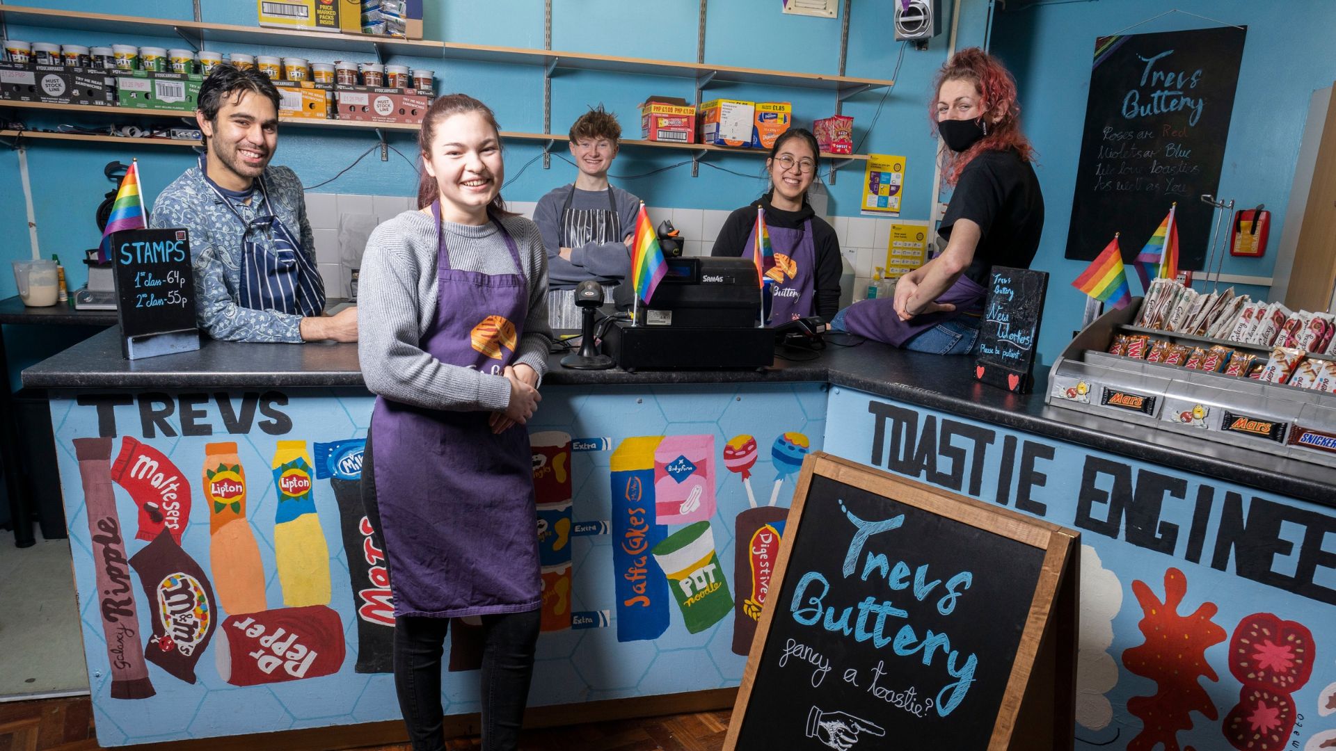 Students working at the Trevs Buttery