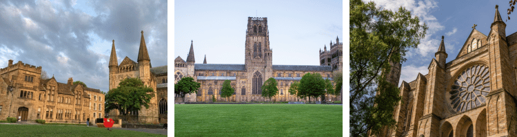 Three images of buildings around Palace Green