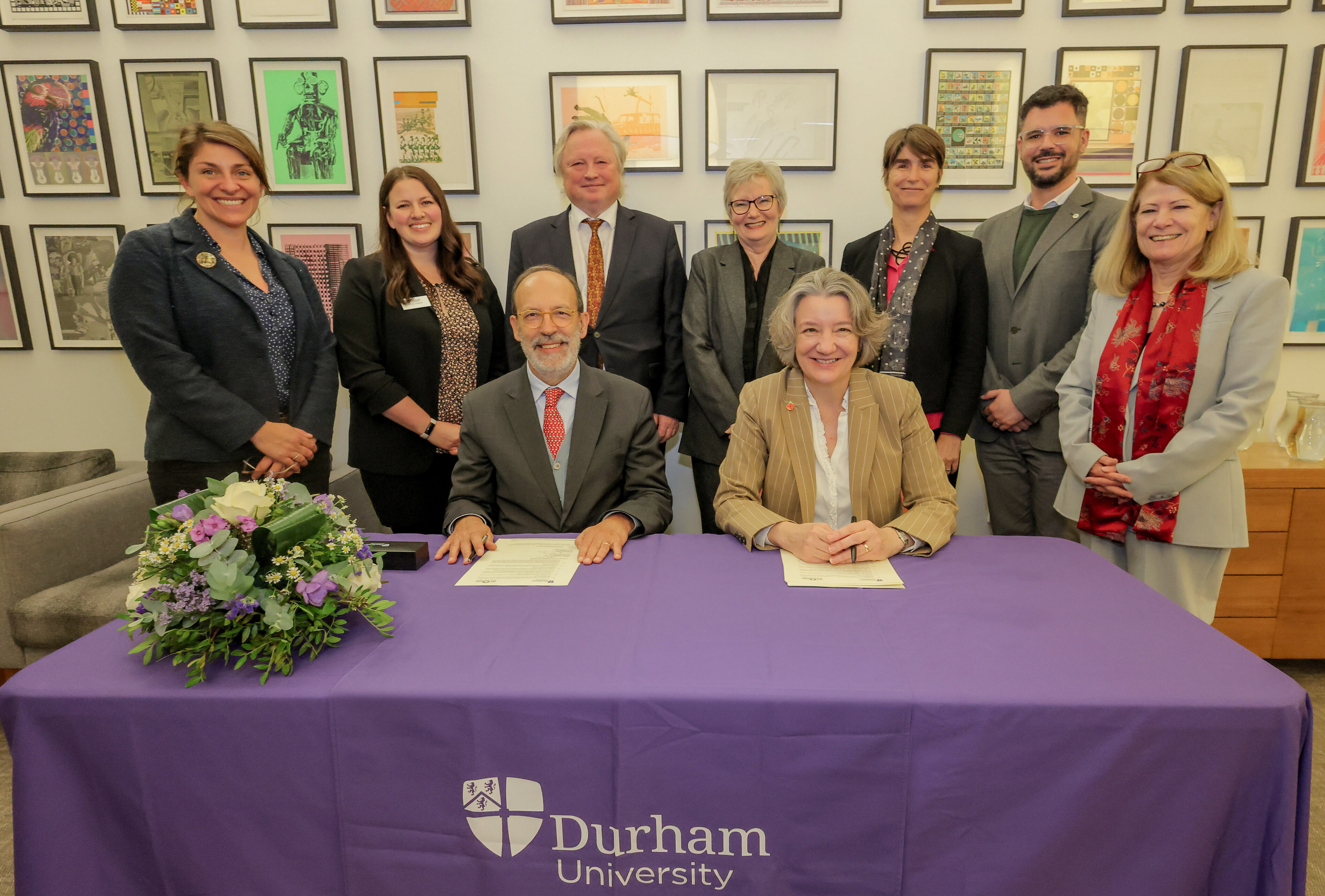 Professor Rui Vieira de Castro, Rector of the University of Minho, and Professor Karen O’Brien, Vice-Chancellor and Warden at Durham University, with colleagues