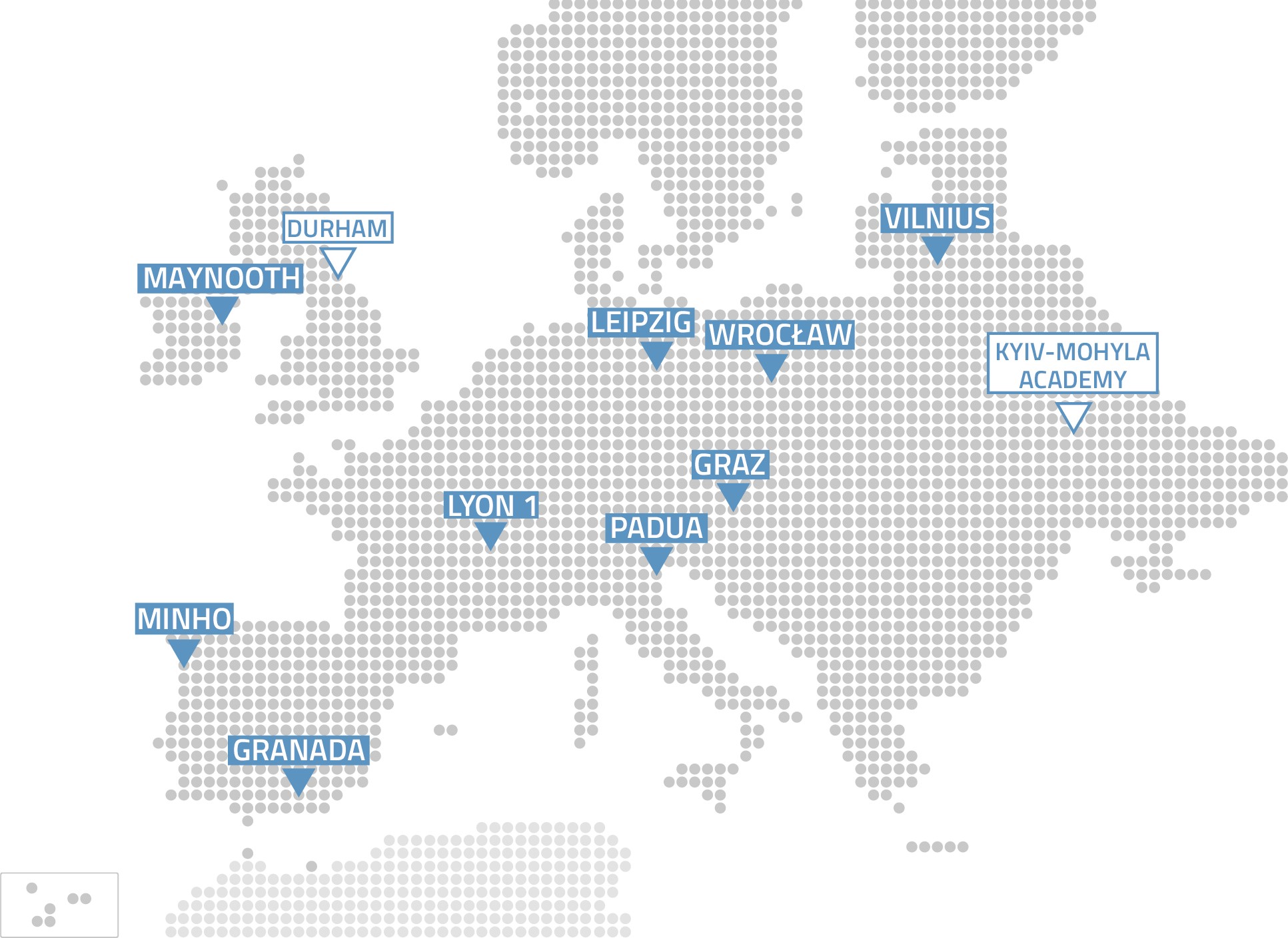 A map showing all Arqus locations, Including Durham