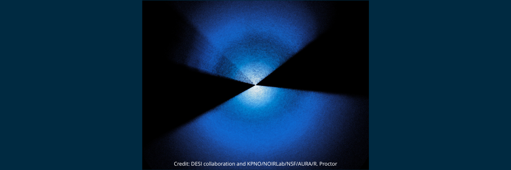 Researchers use DESI’s huge 3D map to study dark energy. Earth is at the center of this map, and every point is a galaxy.