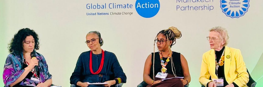 Prof Elisa Morgera and three attendees on a COP30 panel