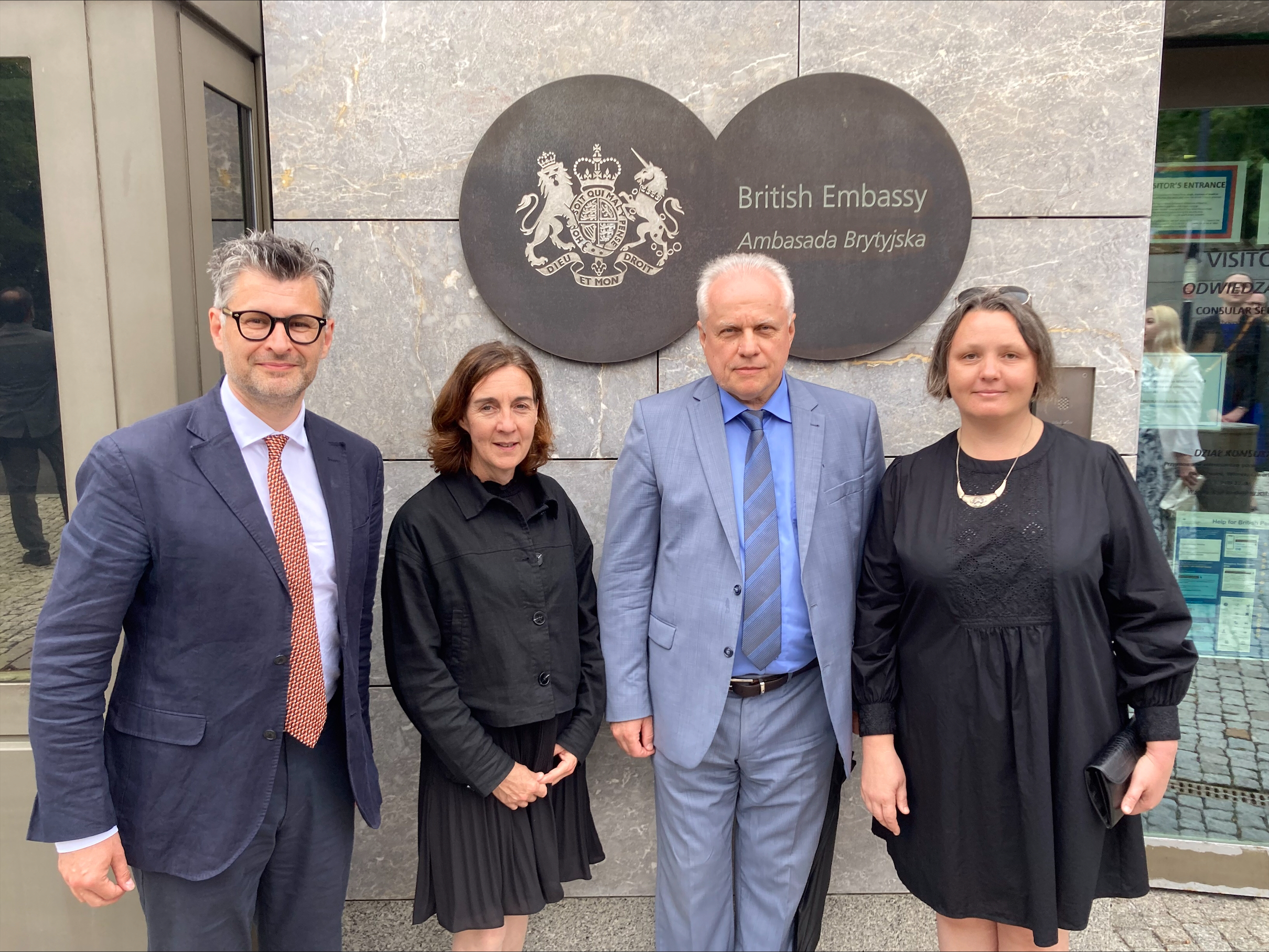 From left to right: Professor Markian Prokopovych, Department of History, Professor Janet Stewart, Executive Dean, Arts and Humanities of Durham University and Professor Mykola Frolov, Rector, and Professor Olena Tupakhina, Vice-Rector for International Affairs of Zaporizhzhia National University, at the UK-Ukraine Second International Twinning Conference, Warsaw, 4-5 July 2024