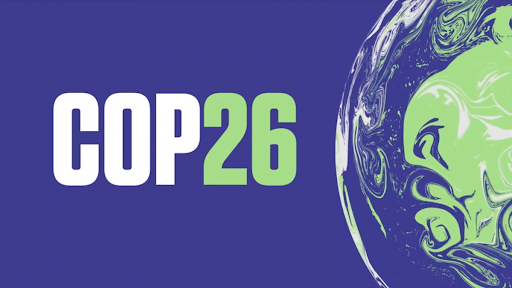 COP26 logo banner with world and COP26