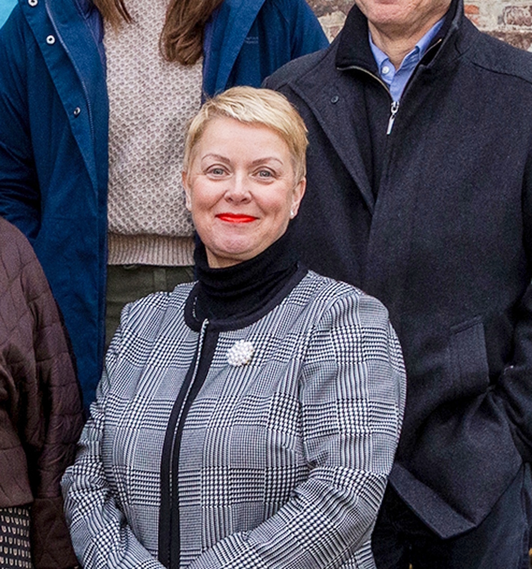 Linda Crowe outside of Cosin's Hall, home of the IAS
