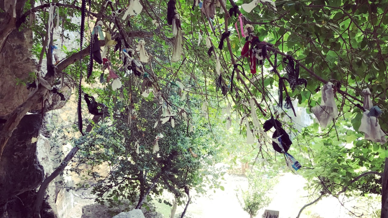 Wishing tree by sacred site that used to be associated with Surp Sarkis by Armenians of Musa Dagh (Turkey).