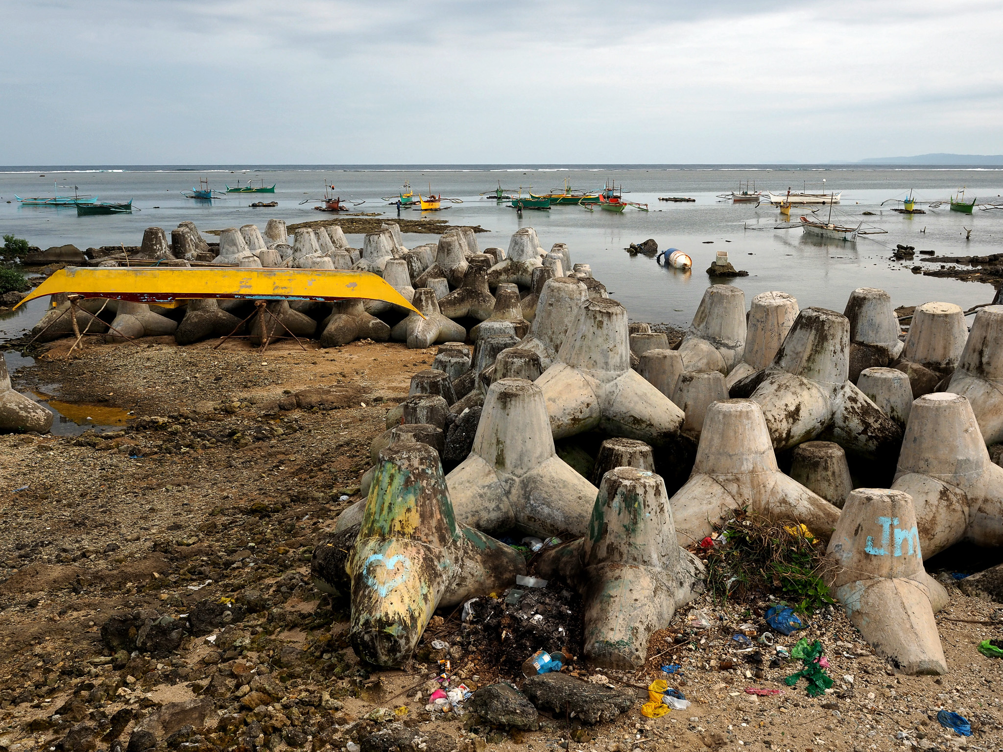 Tetrapod coastal protection in Hernani, Philippines