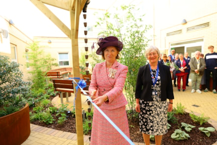 Lord-Lieutenant of Tyne and Wear Ms Lucy Winskell OBE cutting the ribbon with Alison Marshall, chair of Gateshead Health