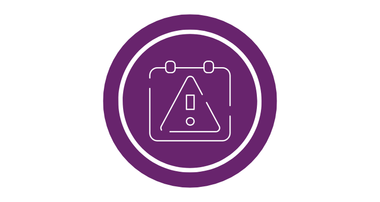Deadline warning symbol in purple