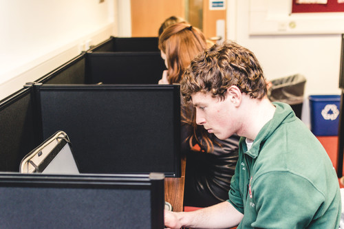 Student working on a computer