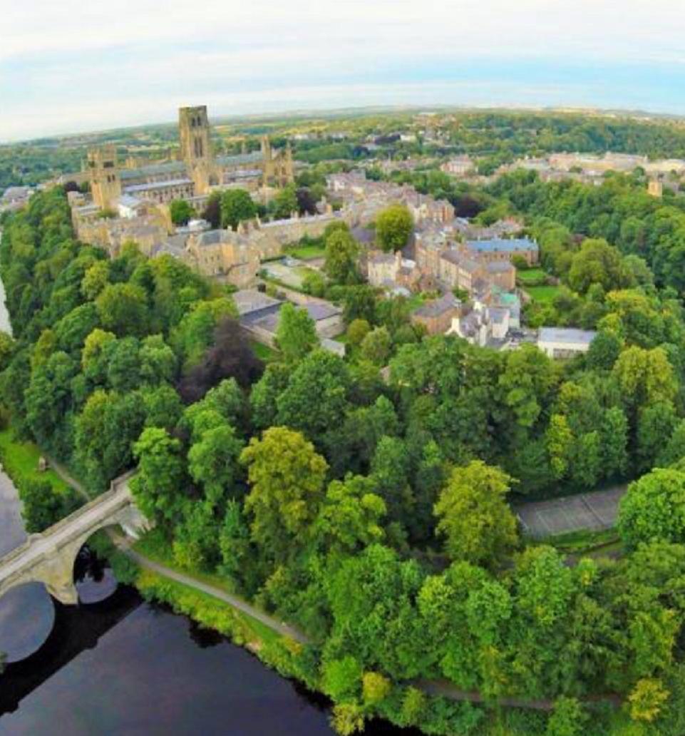 Aerial View of Palace Green, Durham Castle, and Durham Cathedral