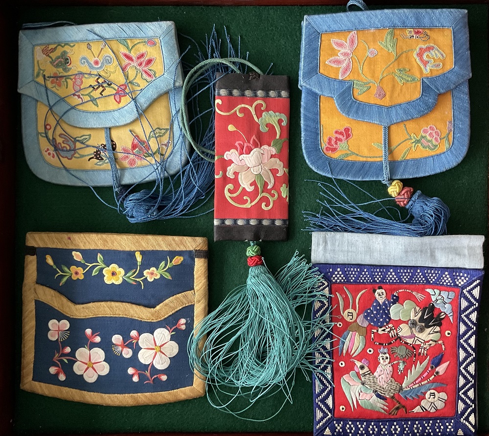 Selection of embroidered Chinese purses